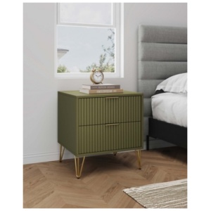 Manhattan Comfort DUMBO 20" 2 Drawer Nightstand, Olive Green