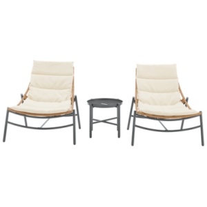 Manhattan Comfort Sunset Outdoor Chairs And End Table (Set Of 3), Cream