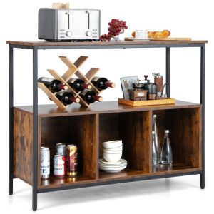 Modern Kitchen Buffet Sideboard with 3 Compartments-Rustic Brown