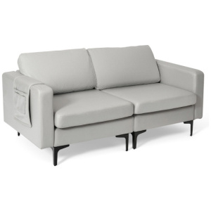 Modern Loveseat Sofa Couch with Side Storage Pocket-Light Gray