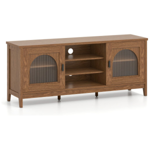 Modern Vintage TV Cabinet with Adjustable Shelves and 2 Cable Holes for TVs up to 65 Inches-Walnut
