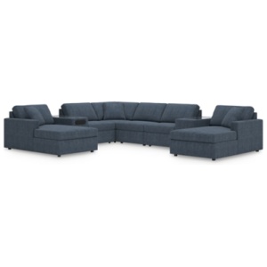 Modmax 8-Piece Modular Next-Gen Nuvella™ Performance Fabric Double Chaise Sectional with Audio and Storage Consoles, Ink