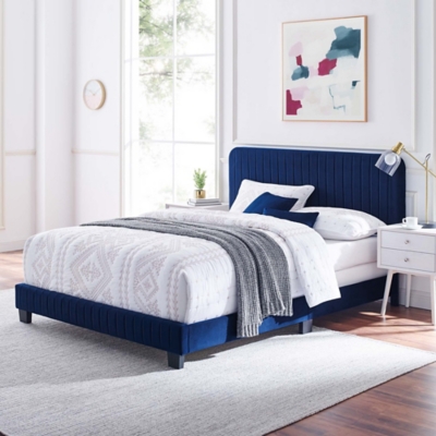 Modway Celine Full Channel Tufted Bed, Navy