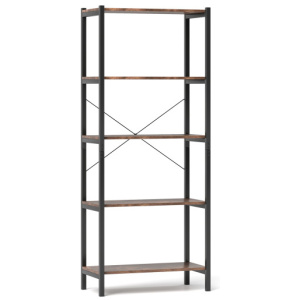 Multipurpose Open Bookcase Industrial Rack Wide Standing Storage Shelf-Brown