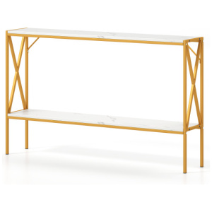 Narrow Console Table 2-Tier Entryway Table with Storage-White
