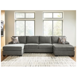 Newellen 3-Piece Sectional with Double Chaise, Greystone