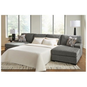 Newellen 3-Piece Sleeper Sectional with Double Chaise, Greystone