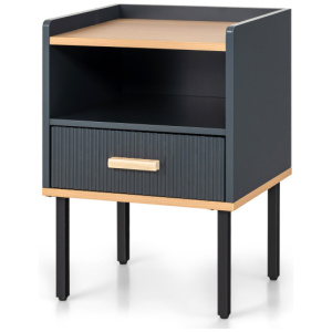 Nightstand Bedside End Table with Drawer and Open Shelf for Living Room Bedroom-Gray