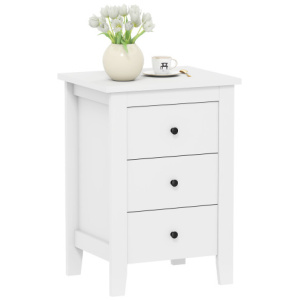Nightstand End Beside Table Drawers Modern Storage Bedroom Furniture-White