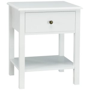 Nightstand End Table with Drawer and Shelf-White