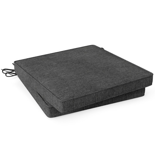 Outdoor Chair Cushion Set of 2 Waterproof Fade-Resistant Olefin Seat Cushions-Gray