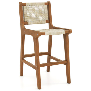 Outdoor Counter Height Bar Stool with Teak Wood Frame