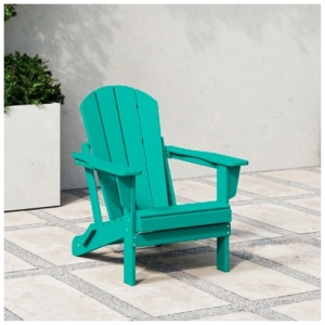 Outdoor Folding Poly Adirondack Chair, Turquoise
