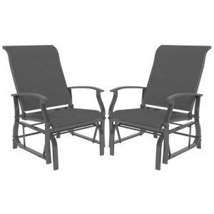 Outdoor Glider Chairs Set of 2 with Ergonomic Backrest and Seat-Gray