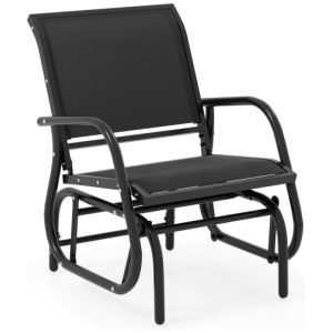 Outdoor Single Swing Glider Rocking Chair with Armrest-Black