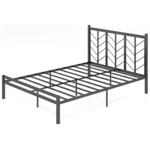 Queen Size Platform Bed with Headboard and Metal Frame-Queen Size