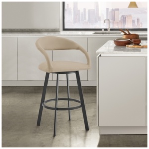Ramona Swivel Bar Height Bar Stool, Beige