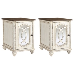 Realyn 2 End Tables, White/Brown