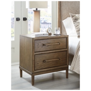Roanhowe 26" 2 Drawer Charging Nightstand, Brown