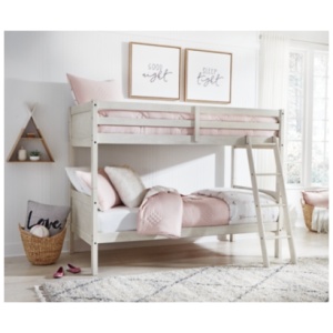 Robbinsdale Twin/Twin Bunk Bed with Ladder, Antique White
