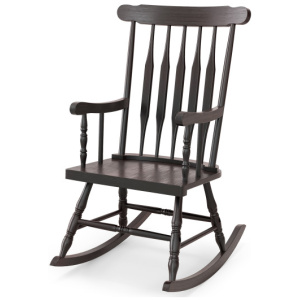 Rocking Chair with Solid Wooden Frame for Garden and Patio-Brown