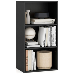 Set of 2 3-Tier Cube Bookcase with Adjustable Shelves for Home Office-Black