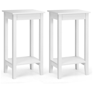 Set of 2 Versatile 2-Tier End Table with Storage Shelf-White