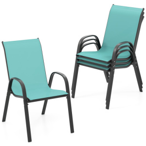 Set of 4 Outdoor Patio Chairs with Weather-resistant Fabric-Blue