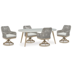 Seton Creek Outdoor Dining Table and 4 Chairs, White