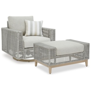 Seton Creek Outdoor Lounge Chair and Ottoman, Gray