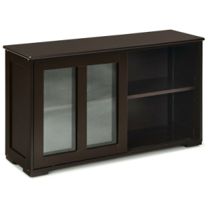 Sideboard Buffet Cupboard Storage Cabinet with Sliding Door-Brown