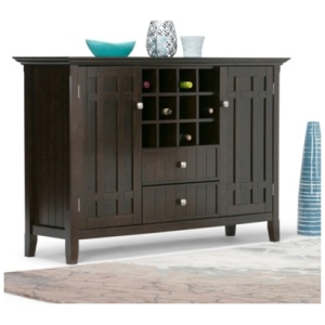 Simpli Home Bedford Sideboard Buffet, Dark Tobacco Brown