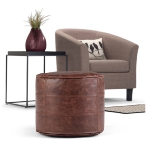 Simpli Home Connor Pouf, Distressed Brown