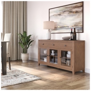 Simpli Home Cosmopolitan Sideboard Buffet, Medium Saddle Brown