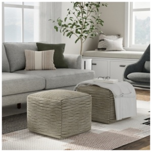 Simpli Home Eastmont Indoor Pouf, Cream