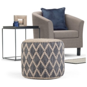 Simpli Home Edgeley Pouf, Gray/Natural