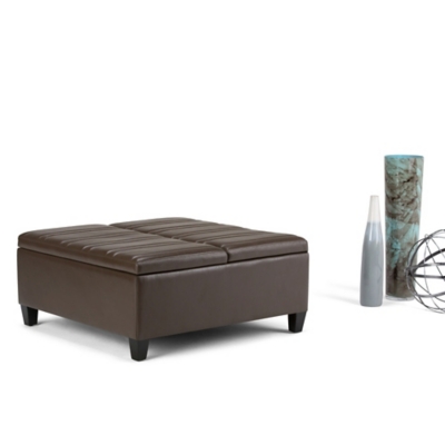 Simpli Home Ellis Coffee Table Storage Ottoman, Chocolate