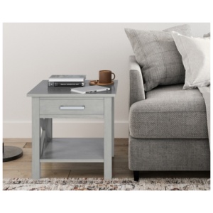 Simpli Home Kitchener End Table, Fog Gray