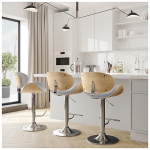 Simpli Home Marana Adjustable Swivel Bar Stool, Stone Gray