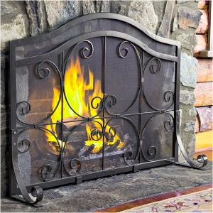 Small Crest Flat Guard Fireplace Screen