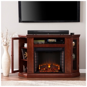 Southern Enterprises Furniture Dobrenston Convertible Electric Fireplace Mantel, Cherry