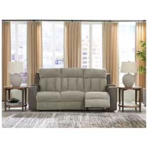 Stately Check Dual Power Reclining Sofa, Sisal