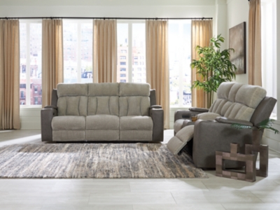 Stately Check Sofa and Loveseat, Sisal