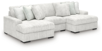 Stupendous 3-Piece Sectional with Double Chaise, Alloy