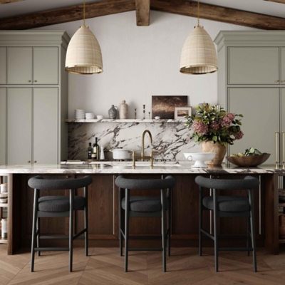 TOV Furniture Spara Counter Height Bar Stool, Black