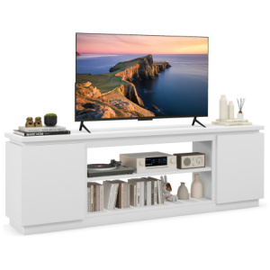 TV Cabinet with 3 Adjustable Shelves and Anti-Tipping Kits for TVs up to 80 Inch-White