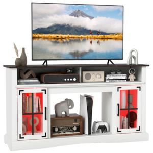 TV Stand with LED Lights and Remote Control-White