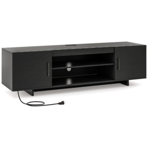 TV Stand with Power Outlet and 2 Cable Holes for 65 Inch TVs-Black