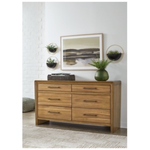 Takston 6 Drawer Dresser, Light Brown