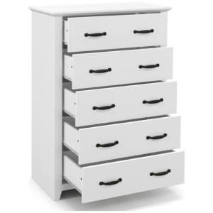 Tall Storage Dresser with 5 Pull-out Drawers for Bedroom Living Room-White